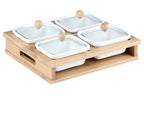 Modern Living Room Four Grids Dried Fruit Tray With Lid Ceramic Snack Storage Box