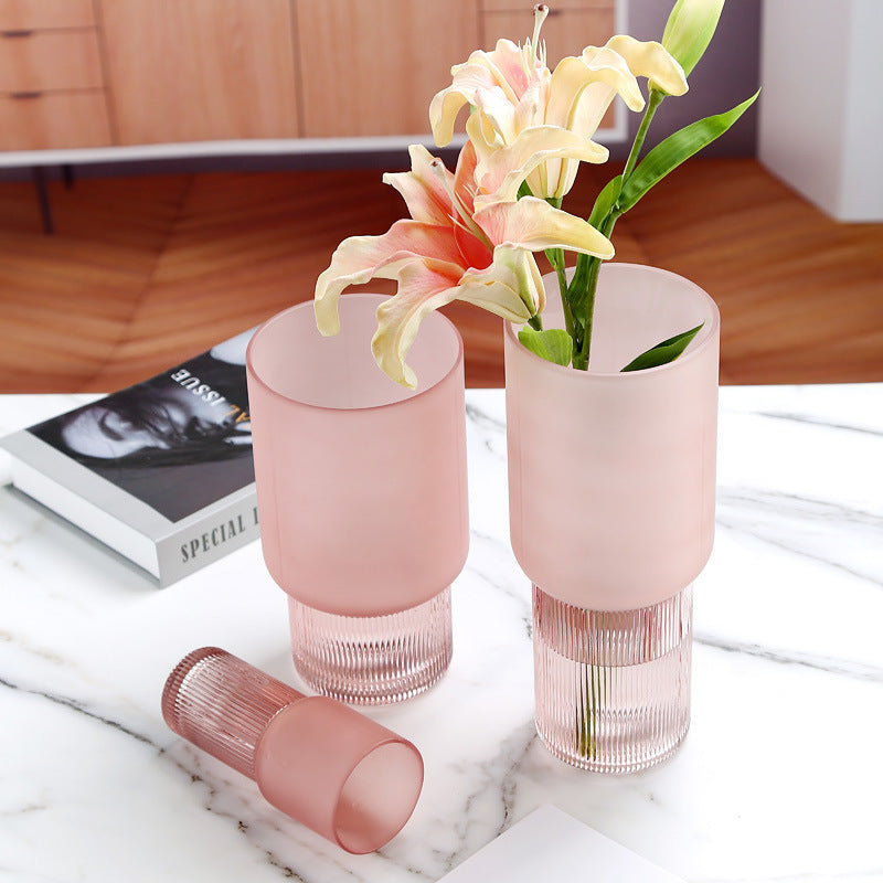 American creative Nordic minimalist glass vase frosted flower arrangement water dried flower flower living room dining table decoration