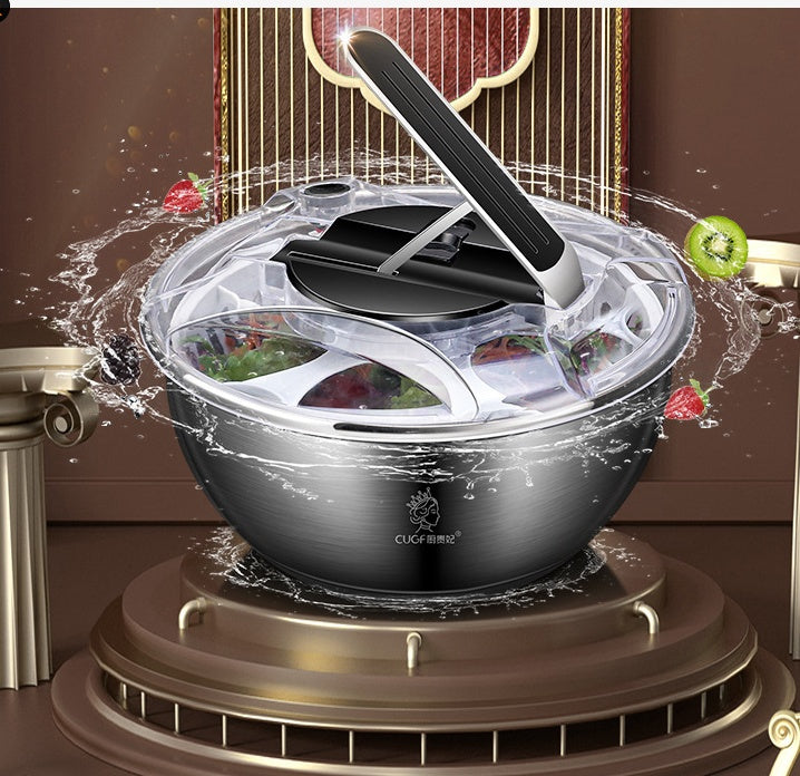 The Royal Steel Spinner: 3-in-1 Salad Washer & Serving Bowl