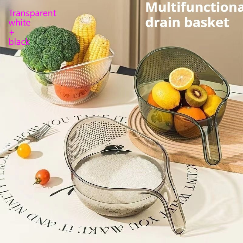 Multifunctional Drain Basket Rice Washing Blue Kitchen Vegetable Basin Sub Fruit Basket