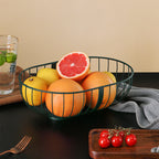 Metal Hollowed Out Fruit Vegetable Snack Tray Bowl Basket Kitchen Storage Rack Holder Large Capacity Kitchen Organizer Basket