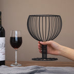 Geometric hollow wrought iron wine cup-shaped fruit basket
