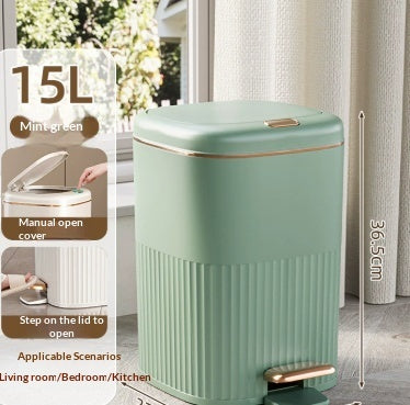 Foot-pedal Trash Can With Lid For Home Bathrooms