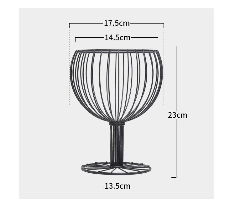 Geometric hollow wrought iron wine cup-shaped fruit basket