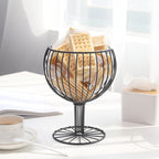 Geometric hollow wrought iron wine cup-shaped fruit basket