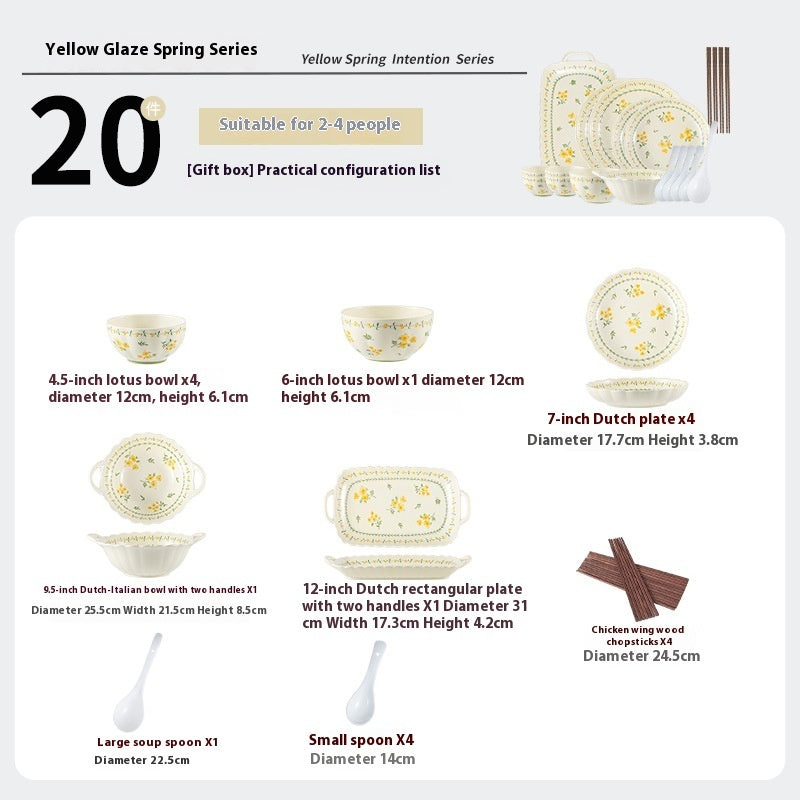 Underglaze Color Bowl And Dish Suit Household Ceramic Tableware