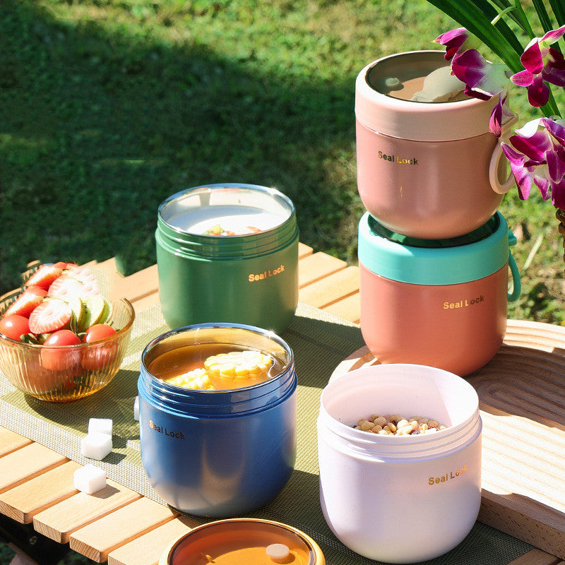 304 Stainless Steel Insulated Oatmeal Cup Soup Microwave Portable With Spoon