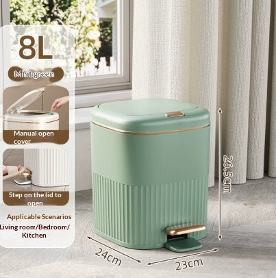 Foot-pedal Trash Can With Lid For Home Bathrooms