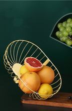 Metal Hollowed Out Fruit Vegetable Snack Tray Bowl Basket Kitchen Storage Rack Holder Large Capacity Kitchen Organizer Basket