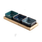 Japanese-style Tea Tray Ceramic Gridded Dried Fruit