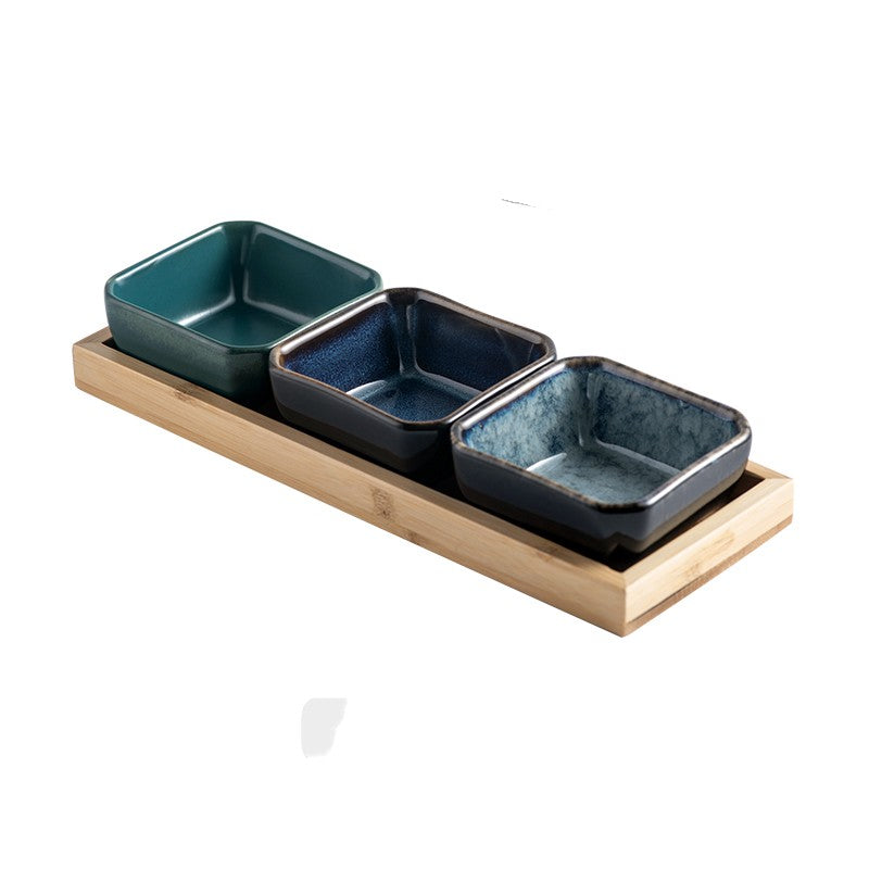 Japanese-style Tea Tray Ceramic Gridded Dried Fruit