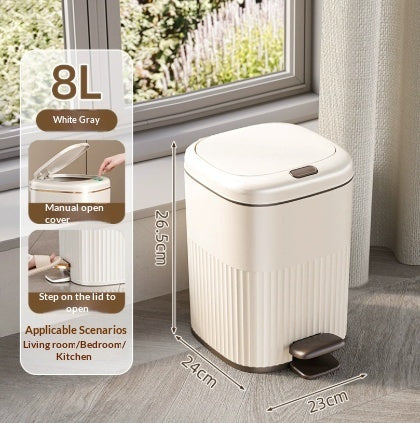 Foot-pedal Trash Can With Lid For Home Bathrooms