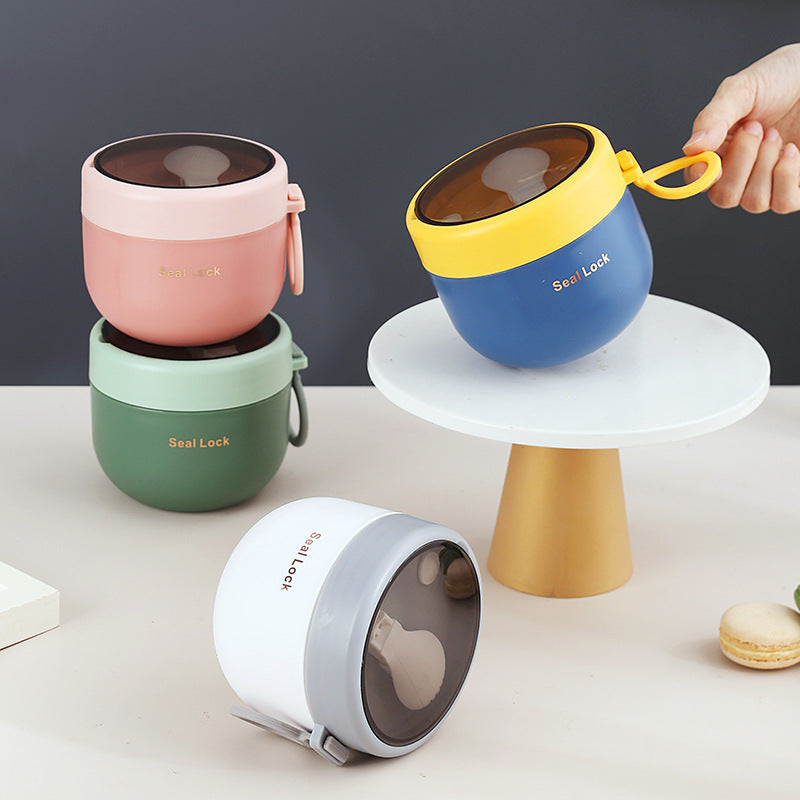 304 Stainless Steel Insulated Oatmeal Cup Soup Microwave Portable With Spoon