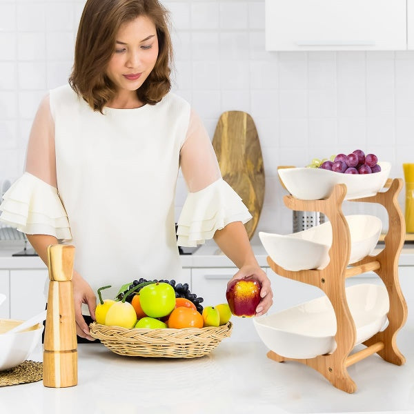 Stacked Fruit Tray Multi-layer Plate Three Compartments Snack Candy Platter Bowl