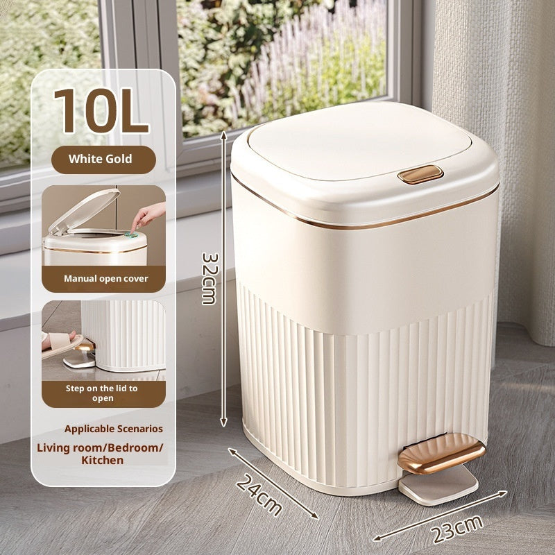 Foot-pedal Trash Can With Lid For Home Bathrooms