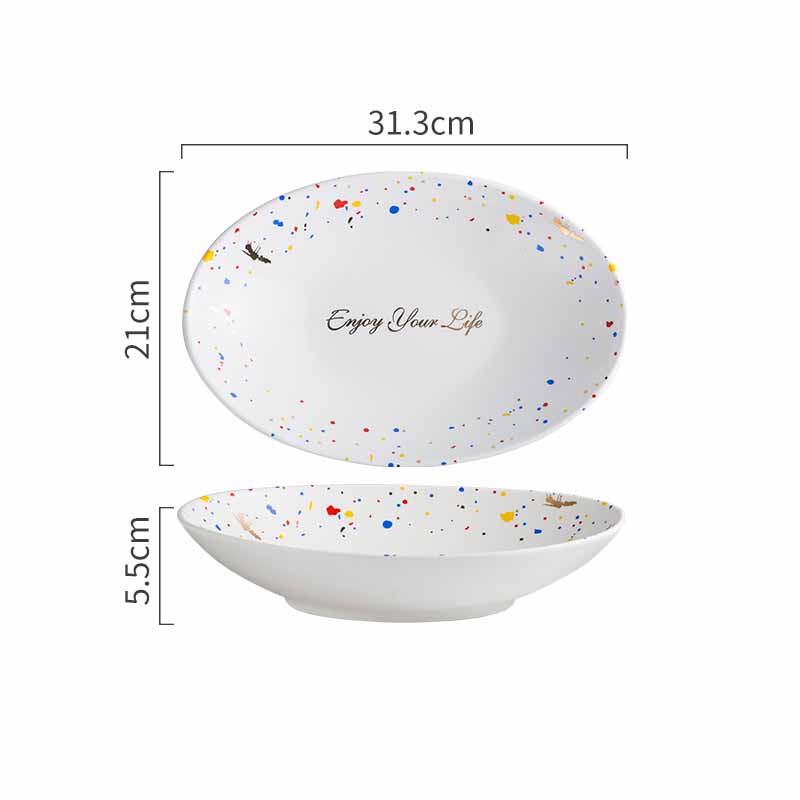 Household Simple Ceramic Terrazzo Plate Tableware