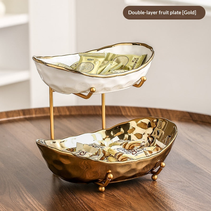 Household Multi-layer Light Luxury Ceramic Fruit Tray