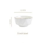 Nordic Minimalist Hexagonal Rhombus Drawing Gold Edge Ceramic Plate