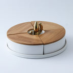 Modern Living Room Four Grids Dried Fruit Tray With Lid Ceramic Snack Storage Box