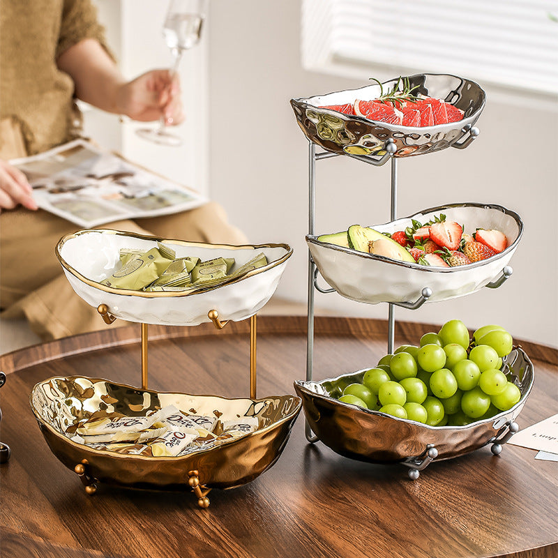 Household Multi-layer Light Luxury Ceramic Fruit Tray