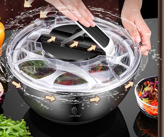 The Royal Steel Spinner: 3-in-1 Salad Washer & Serving Bowl