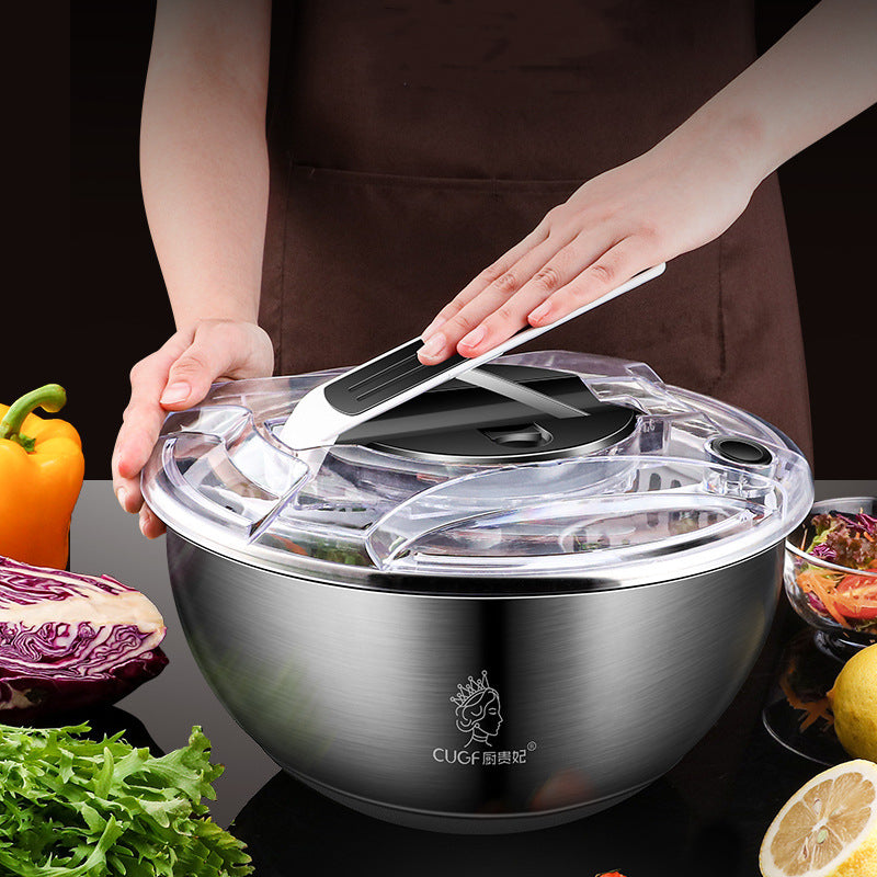The Royal Steel Spinner: 3-in-1 Salad Washer & Serving Bowl