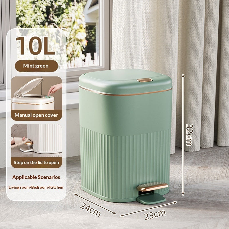 Foot-pedal Trash Can With Lid For Home Bathrooms