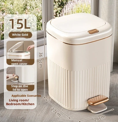 Foot-pedal Trash Can With Lid For Home Bathrooms