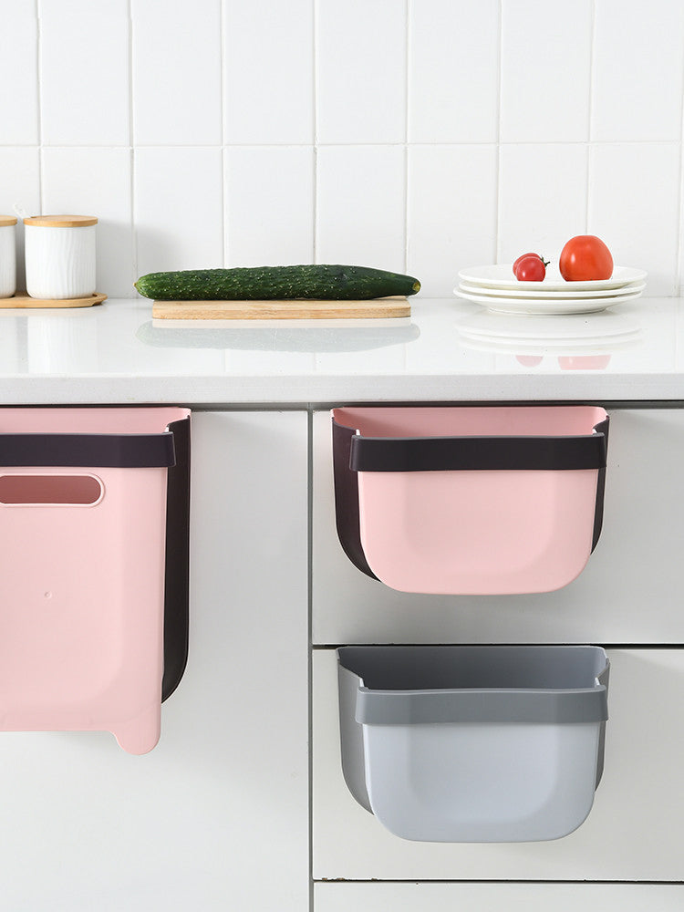 Trash Can Household Folding Paper Basket Hanging Sorting Bin