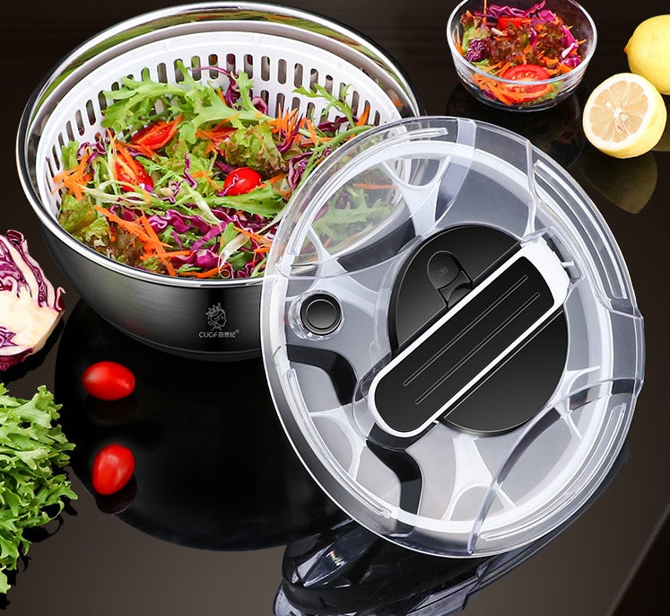 The Royal Steel Spinner: 3-in-1 Salad Washer & Serving Bowl