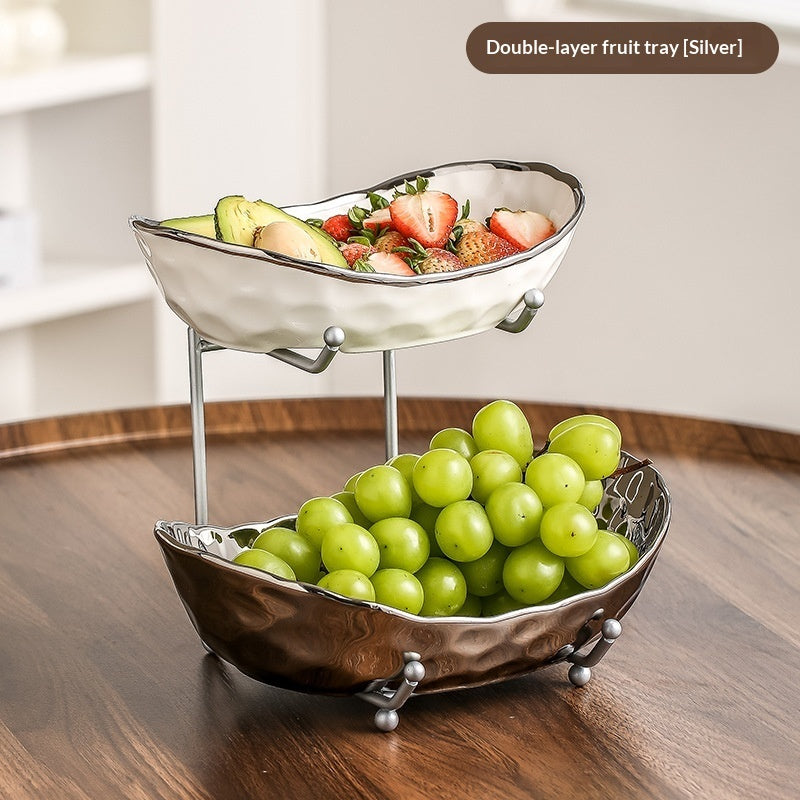 Household Multi-layer Light Luxury Ceramic Fruit Tray