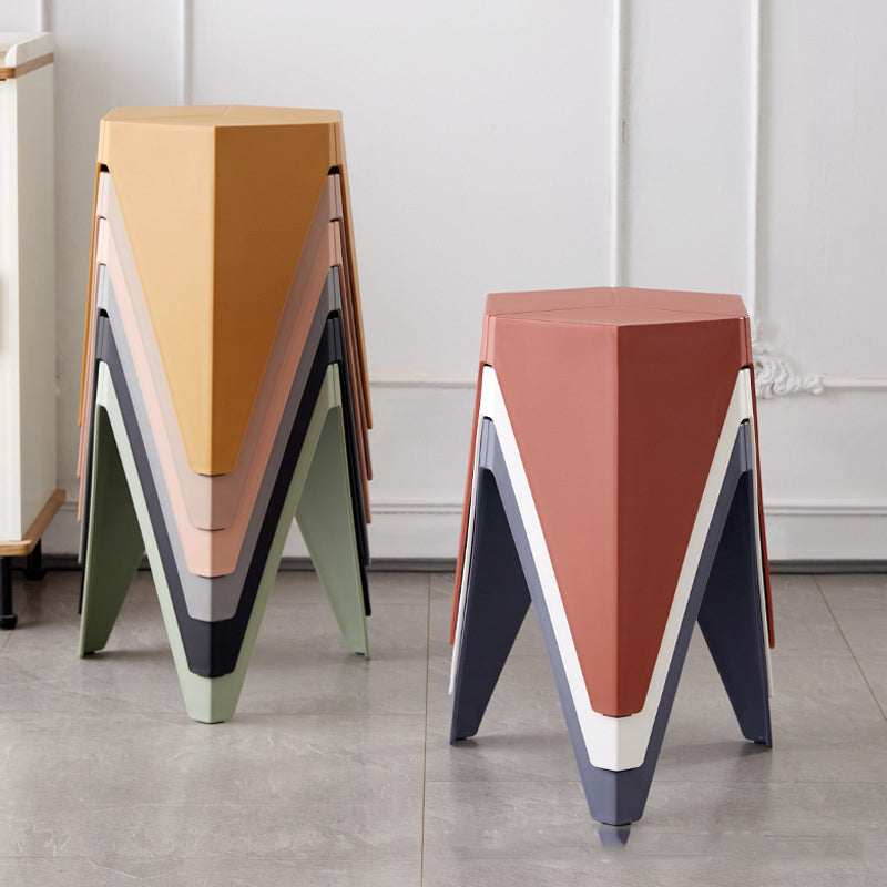 Household Plastic Stool Nordic Windmill Round Stool Thickened Stackable Plastic Stool Simple Modern Dining-table Chair High Bench