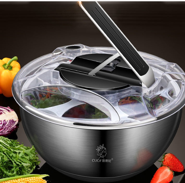 The Royal Steel Spinner: 3-in-1 Salad Washer & Serving Bowl