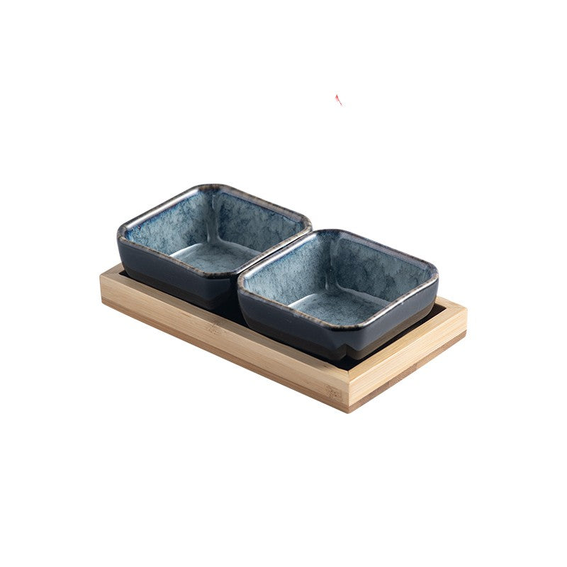 Japanese-style Tea Tray Ceramic Gridded Dried Fruit