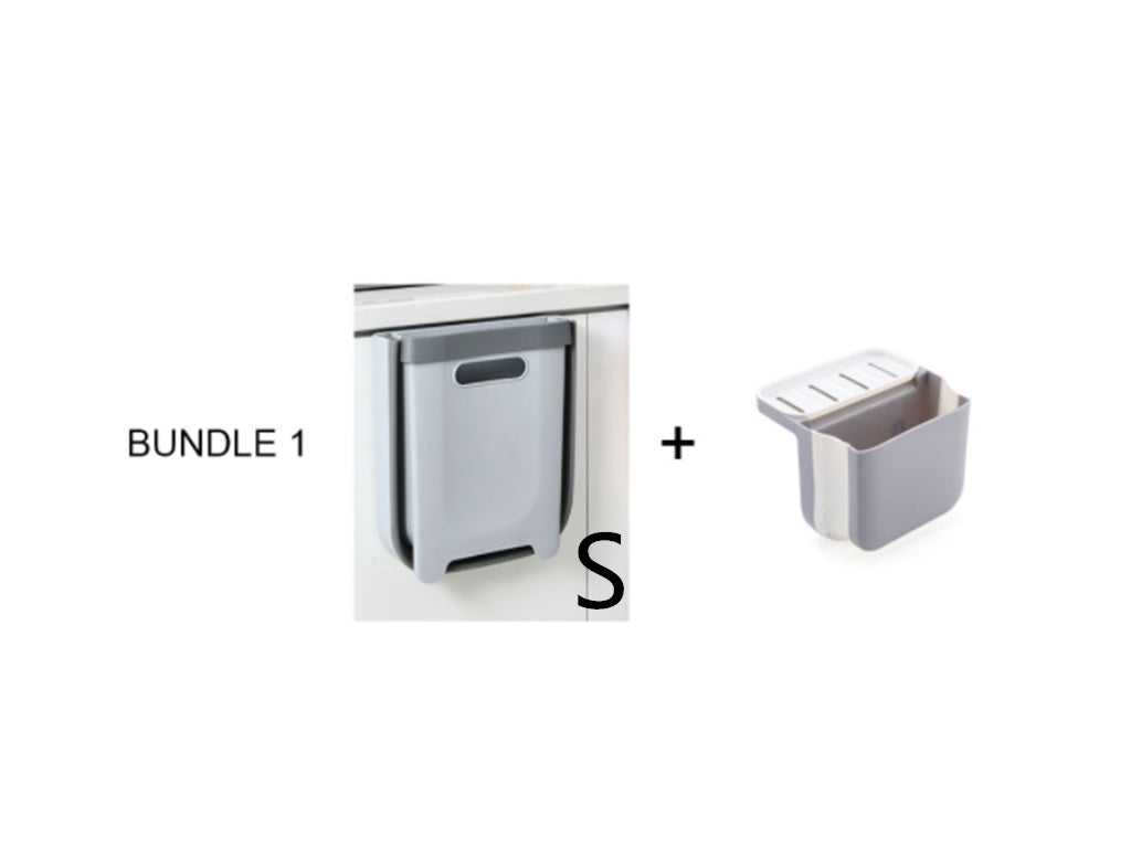 Trash Can Household Folding Paper Basket Hanging Sorting Bin