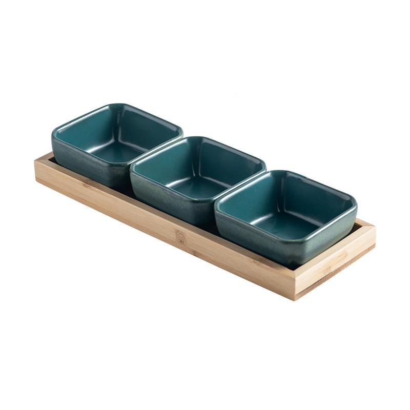Japanese-style Tea Tray Ceramic Gridded Dried Fruit