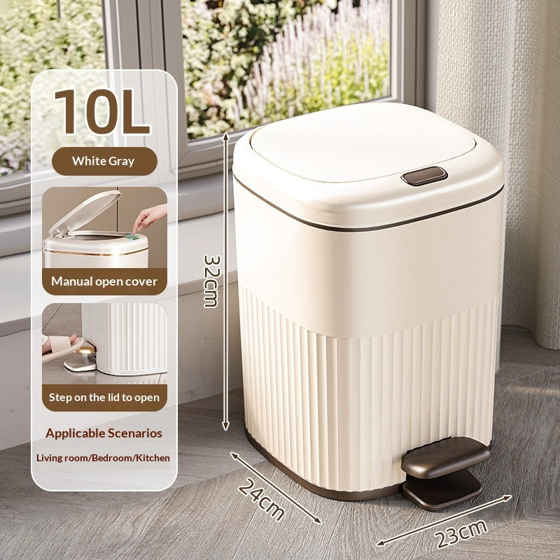 Foot-pedal Trash Can With Lid For Home Bathrooms