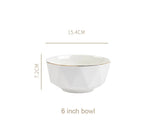 Nordic Minimalist Hexagonal Rhombus Drawing Gold Edge Ceramic Plate